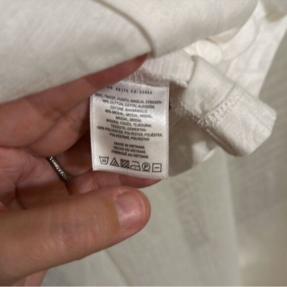 Meadow Rue x Anthro L White Cotton Blend Ruffled Neck Sleeveless Shell Tank - Picture 10 of 11